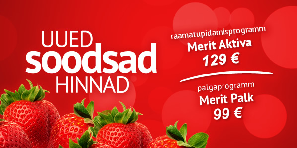 Uued soodsad hinnad! Raamatupidamisprogramm Merit Aktiva 129 € Palgaprogramm Merit Palk 99 €